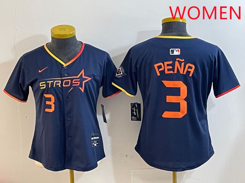 Women Houston Astros #3 Pena Drak Blue Three generations Joint Name 2025 Nike MLB Jersey style 4105->women mlb jersey->Women Jersey
